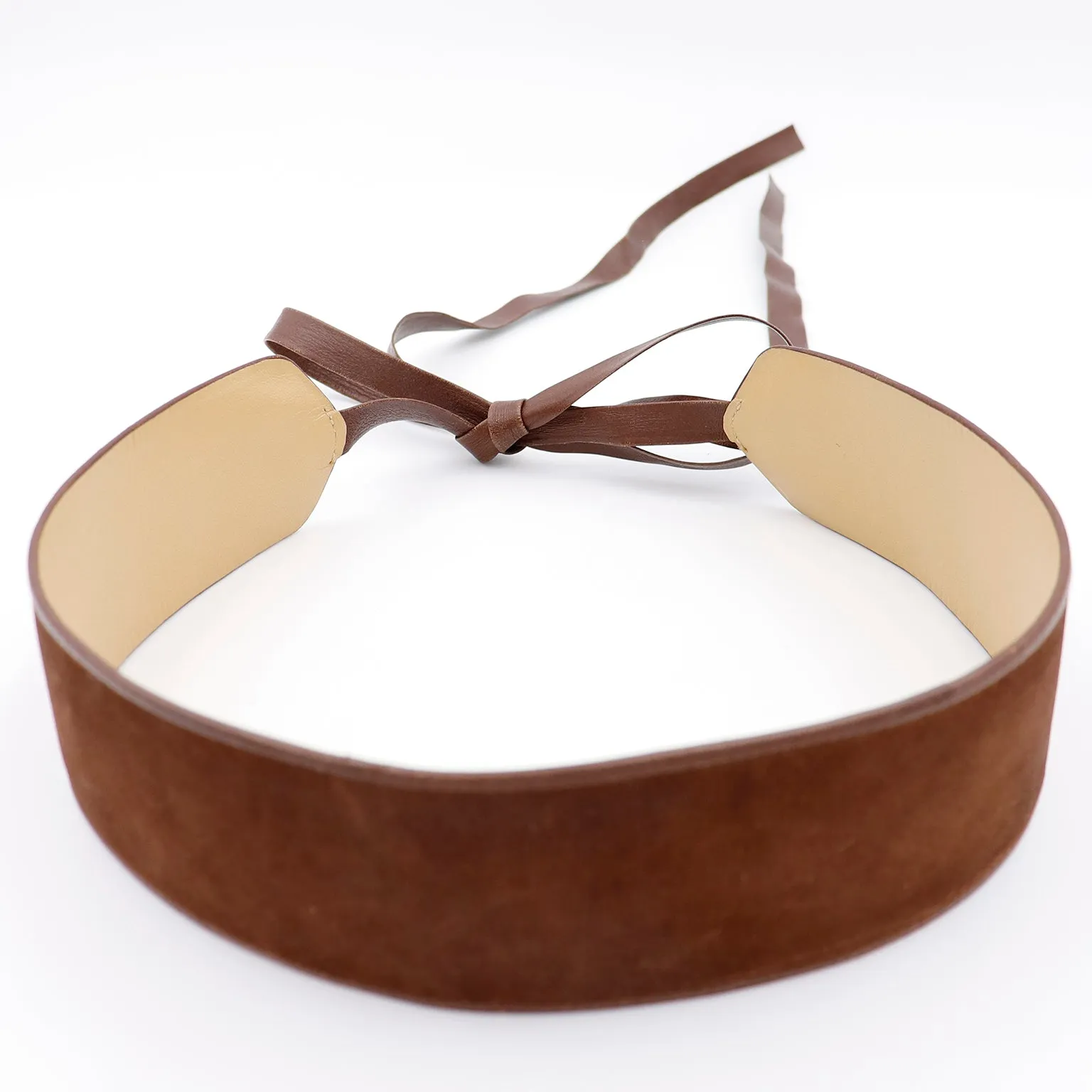 1980s Hanae Mori Brown Suede Wrap Style Cinch Belt
