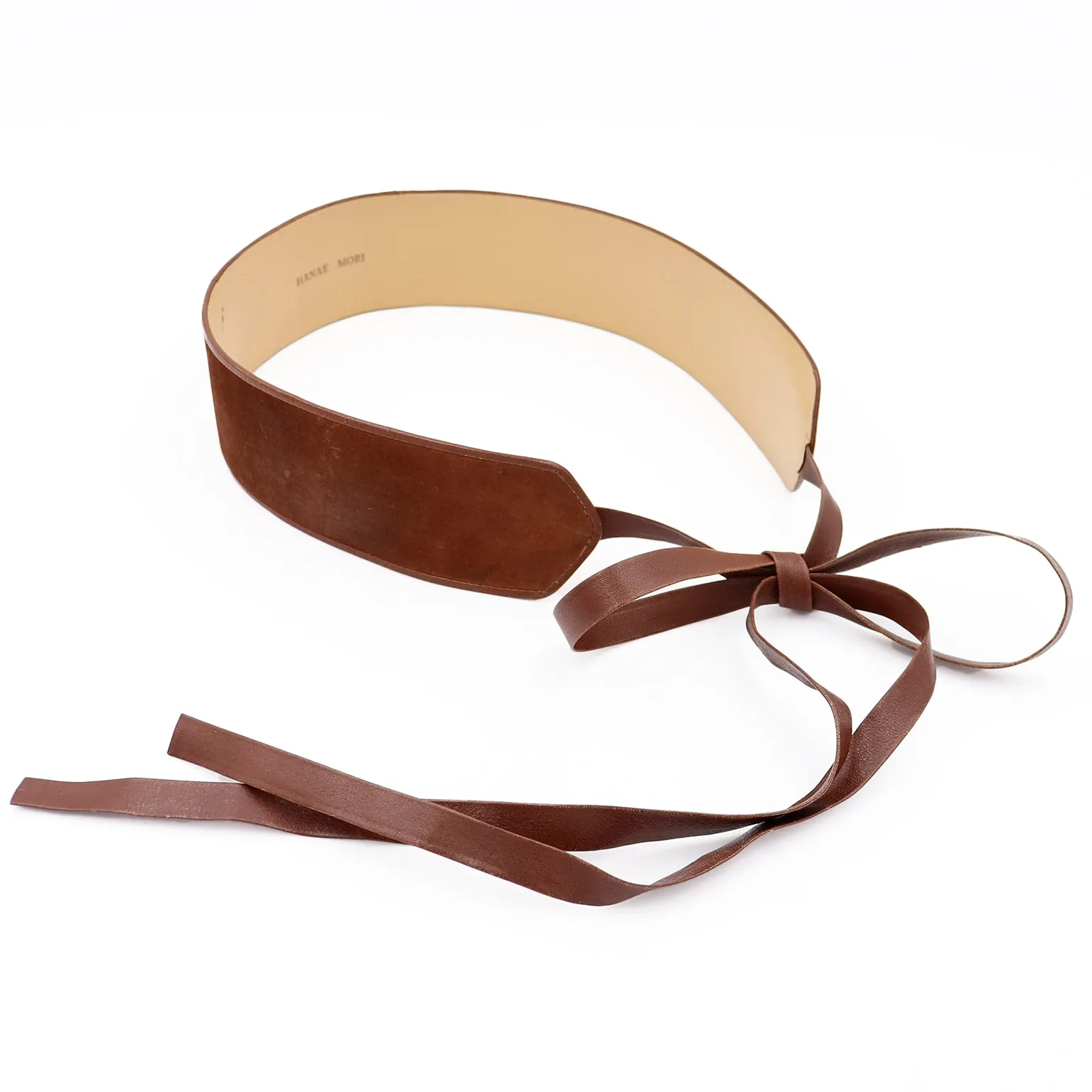1980s Hanae Mori Brown Suede Wrap Style Cinch Belt