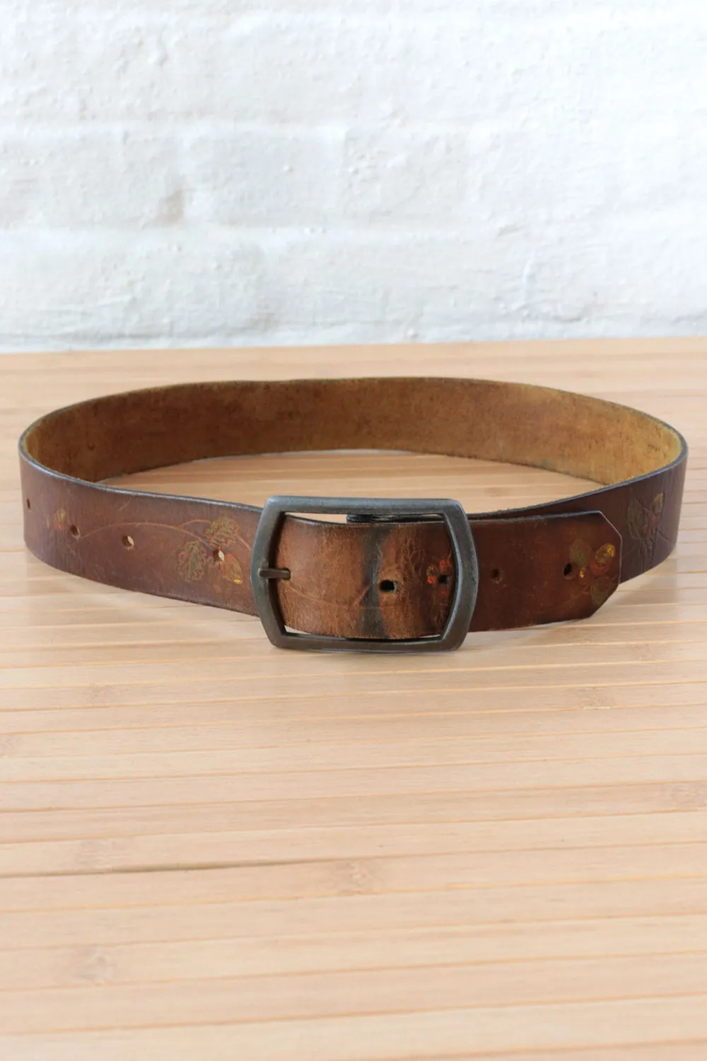 Acorn Tooled Leather Belt S-L