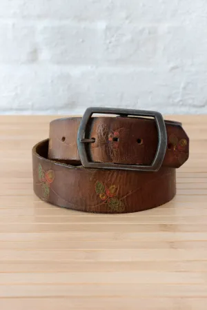 Acorn Tooled Leather Belt S-L