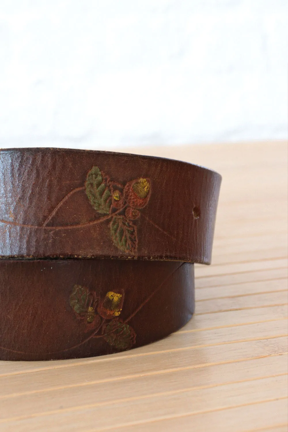 Acorn Tooled Leather Belt S-L