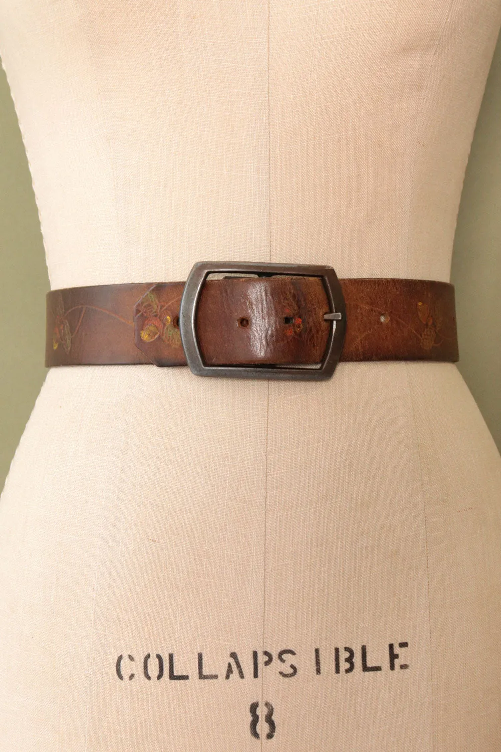 Acorn Tooled Leather Belt S-L