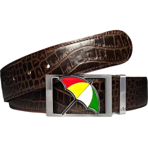Arnold Palmer Crocodile Leather Belt in Dark Brown