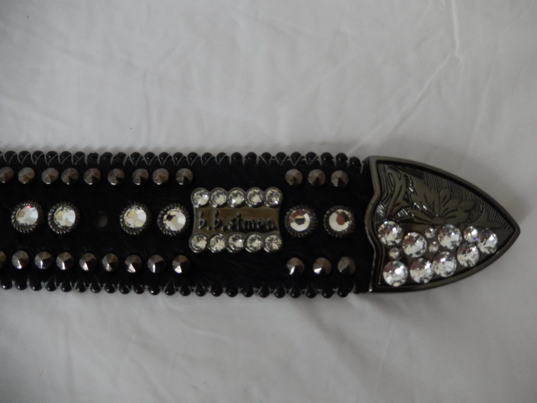 b.b. Simon Black Pony Hair Crystal Belt