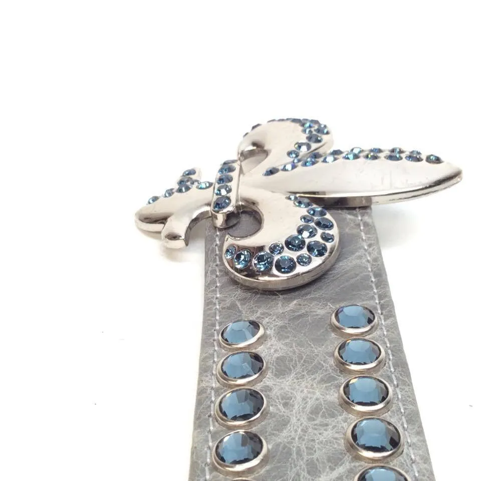 b.b. Simon Blue Topaz Fleur-De-Lis Crystal Belt