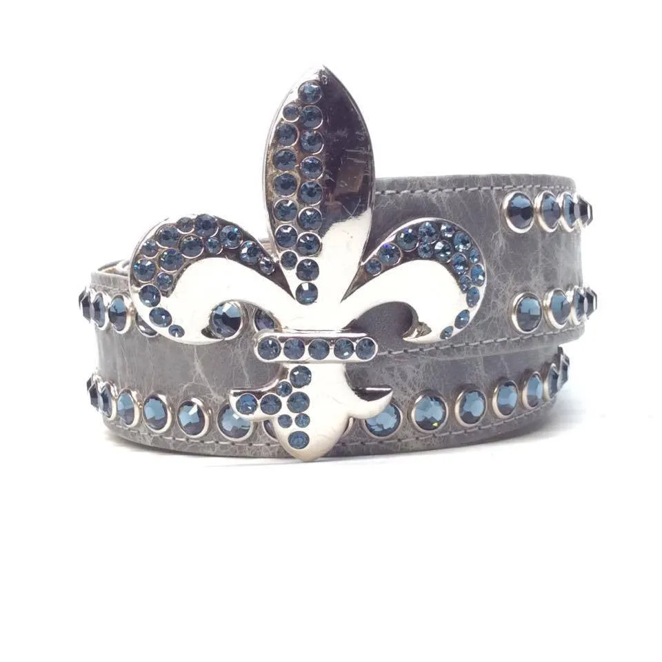 b.b. Simon Blue Topaz Fleur-De-Lis Crystal Belt