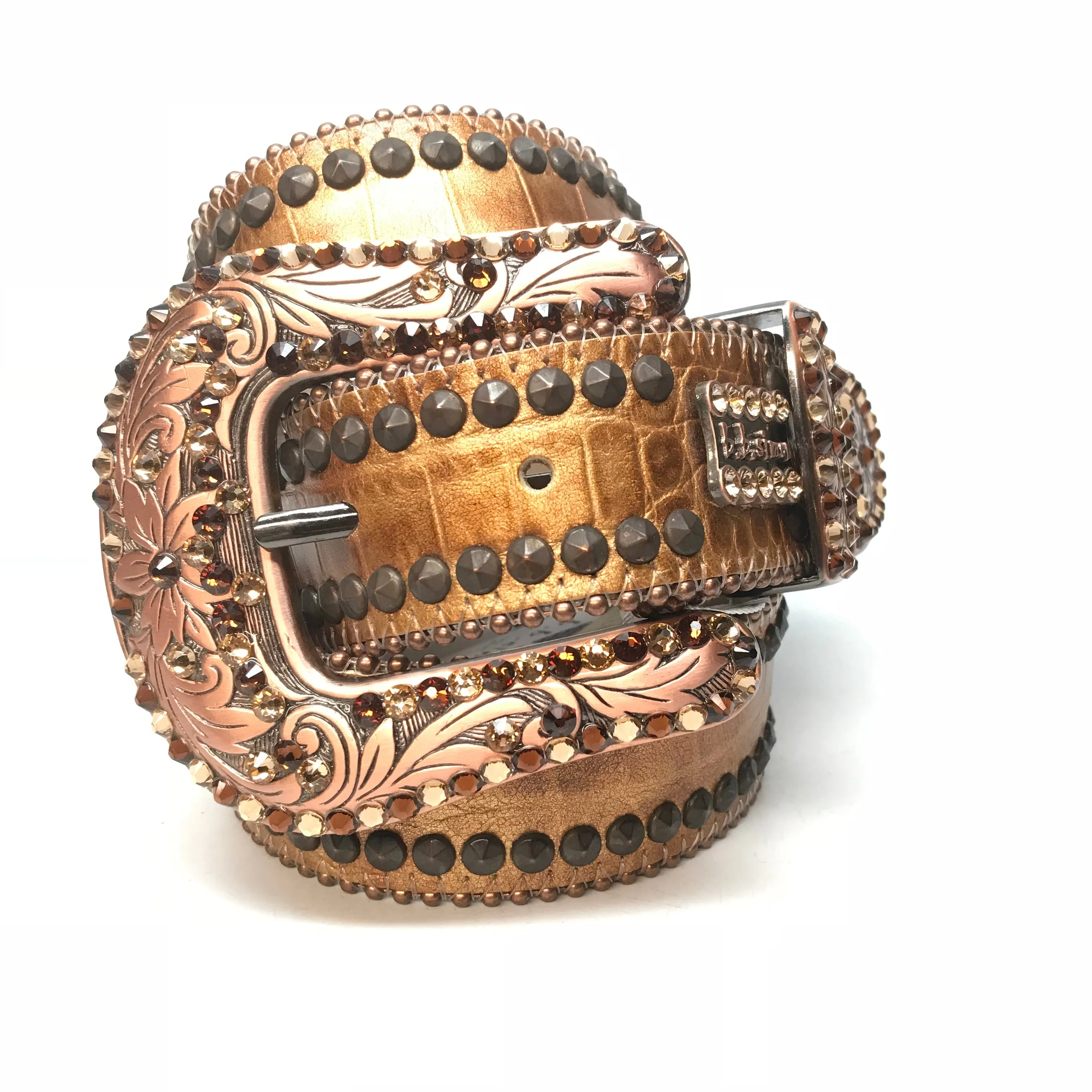 b.b. Simon 'Bronze Double Studded' Crystal Belt