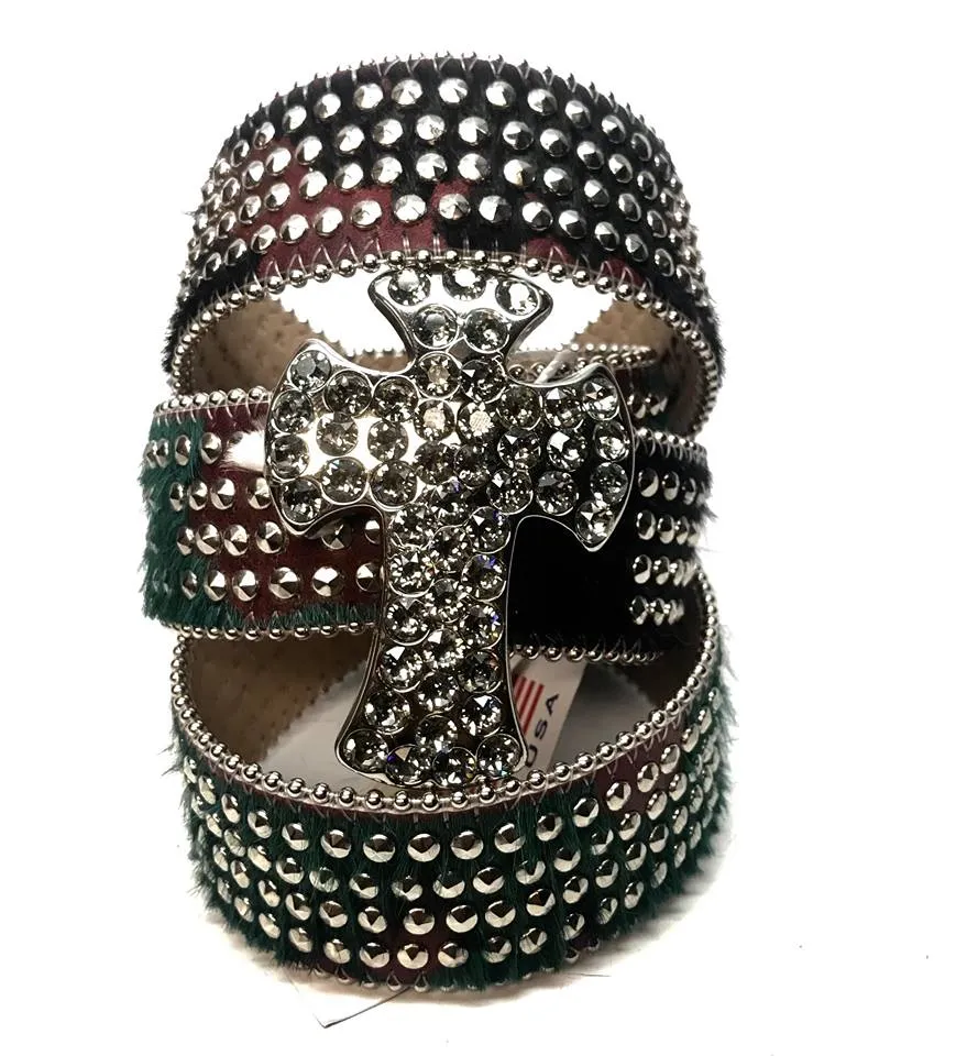 b.b. Simon 'Cross Quad Studded' Pony Crystal Belt