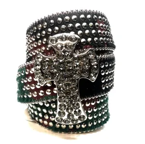 b.b. Simon 'Cross Quad Studded' Pony Crystal Belt