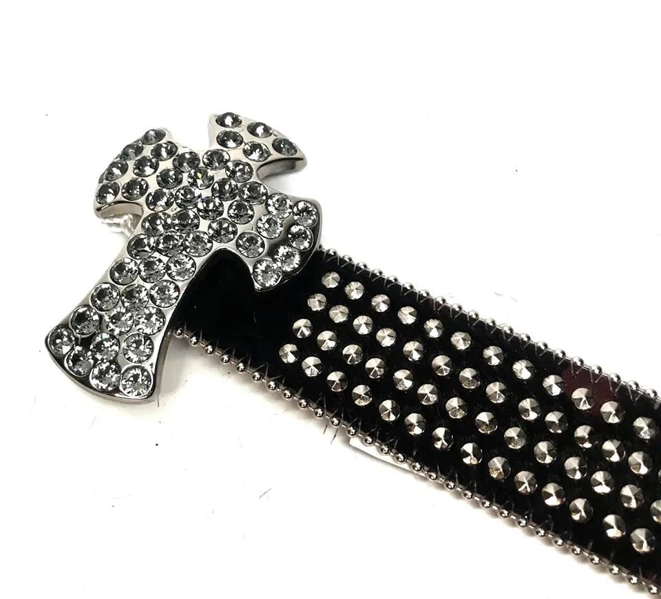 b.b. Simon 'Cross Quad Studded' Pony Crystal Belt