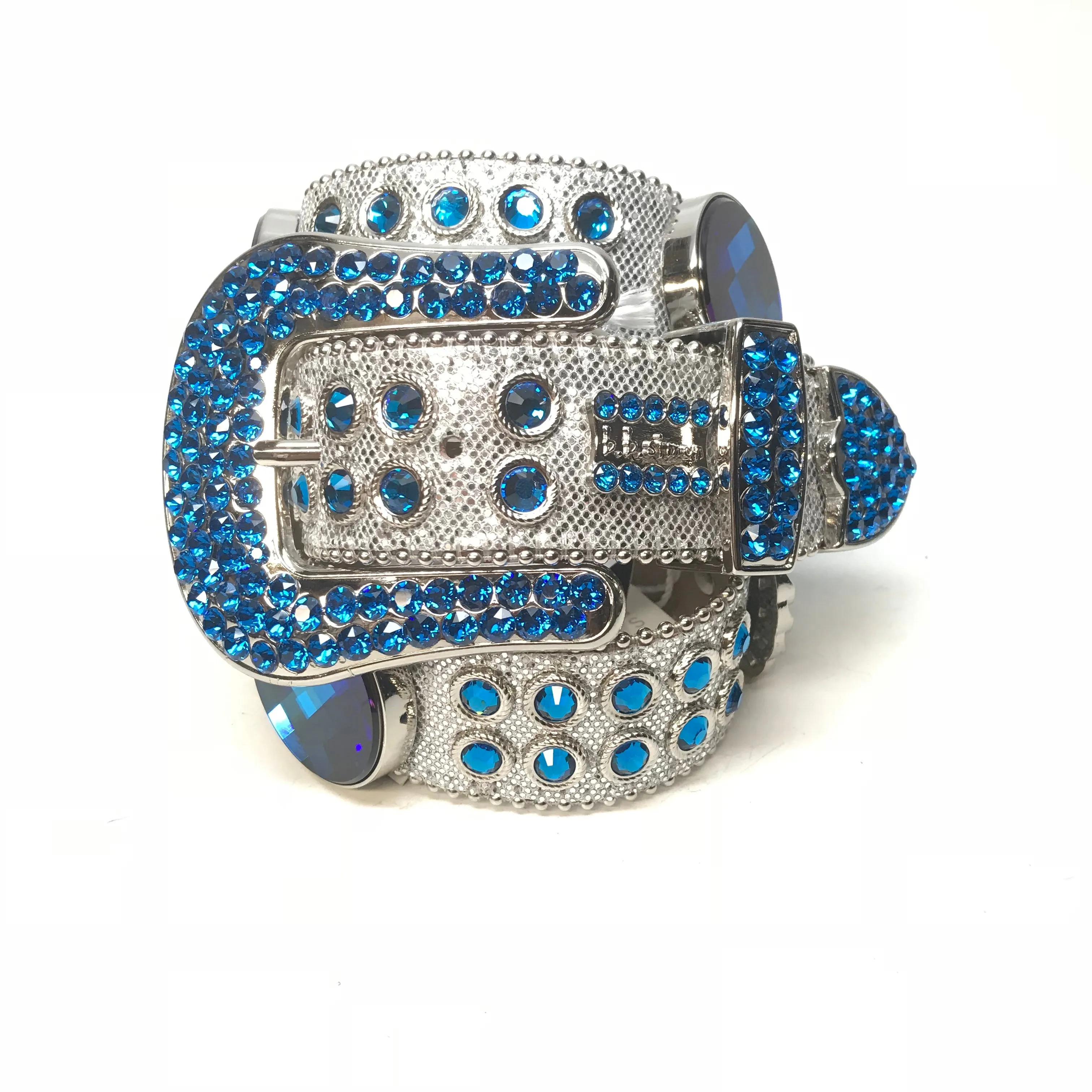 b.b. Simon 'Deep Ocean Drip' Blue Fully Loaded Crystal Belt