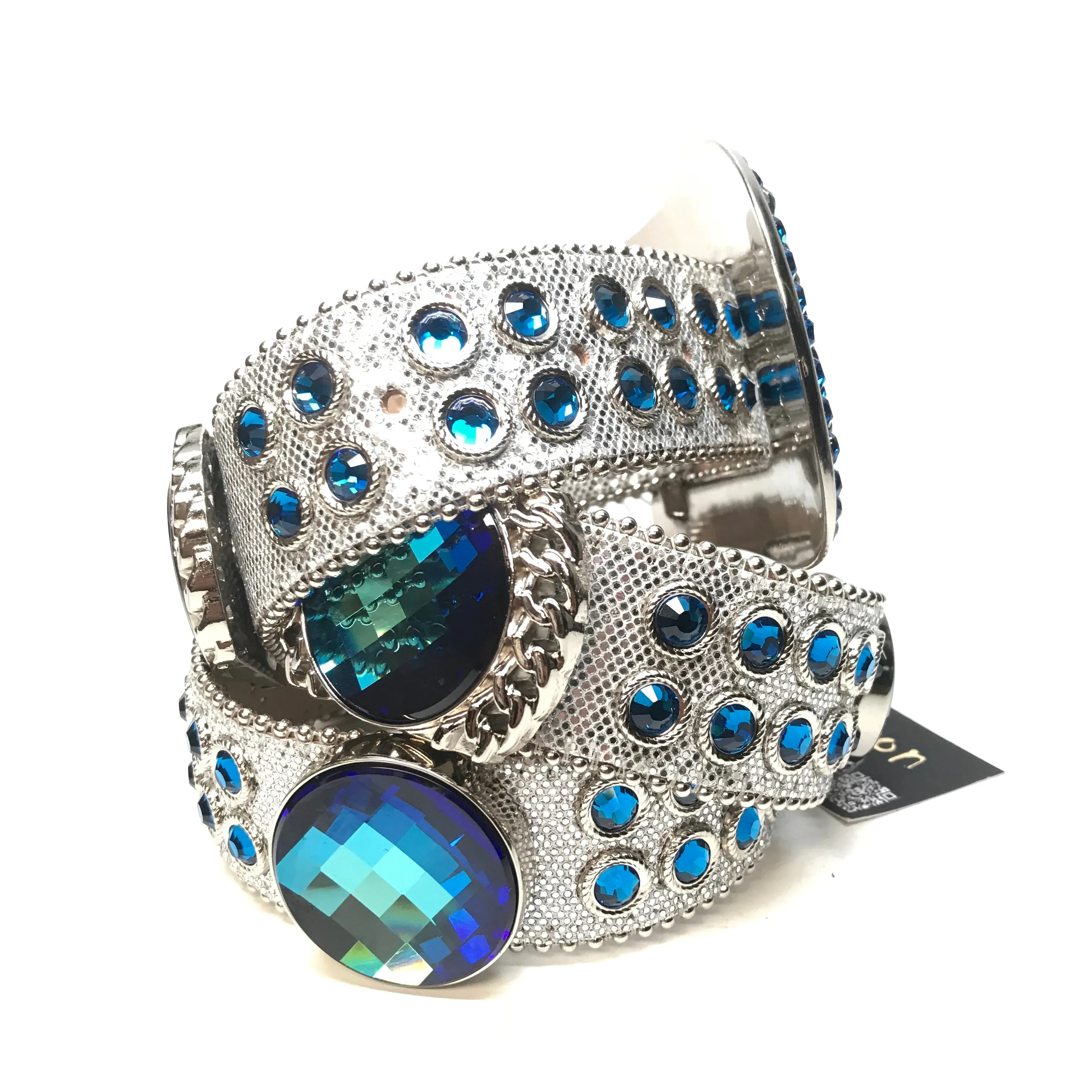 b.b. Simon 'Deep Ocean Drip' Blue Fully Loaded Crystal Belt