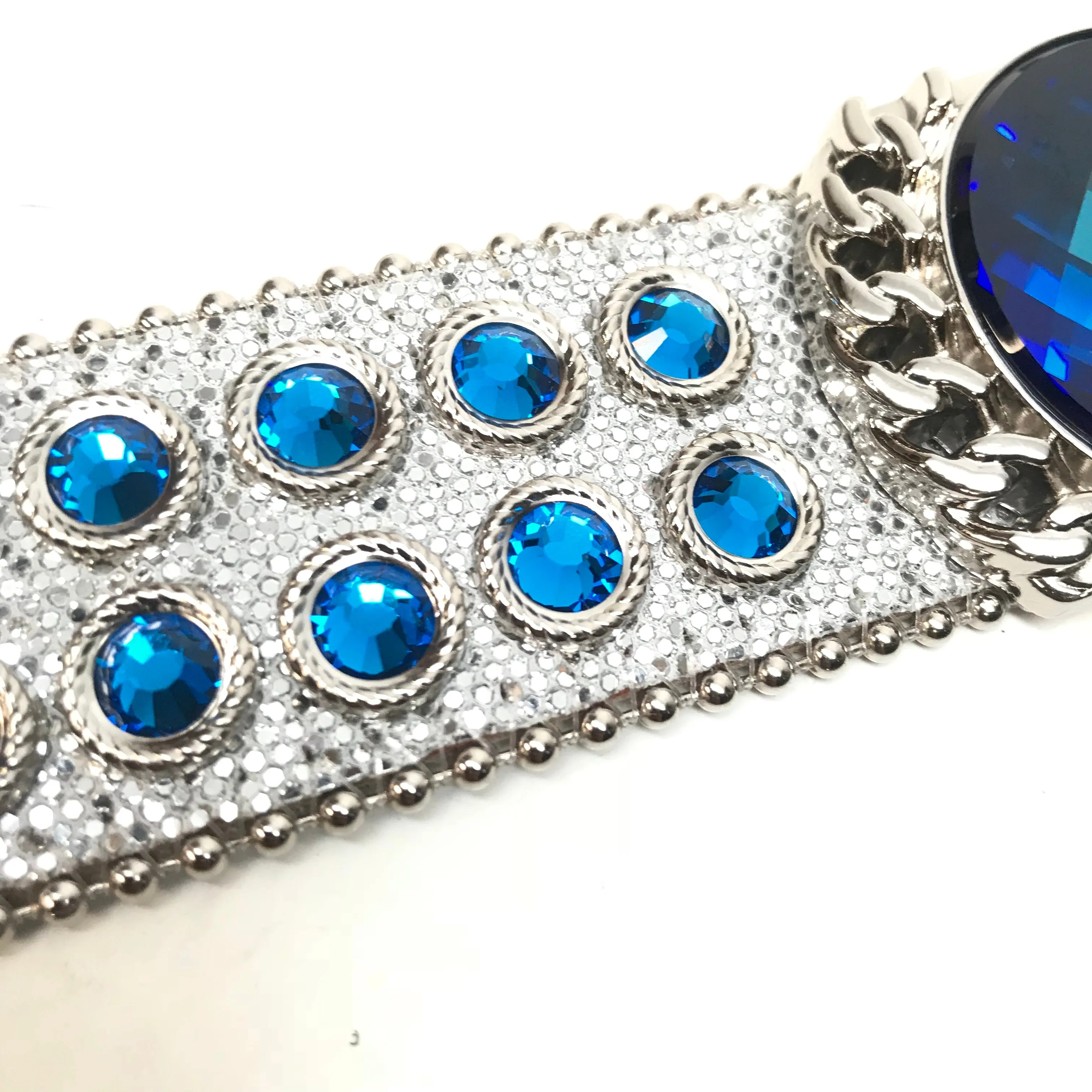 b.b. Simon 'Deep Ocean Drip' Blue Fully Loaded Crystal Belt