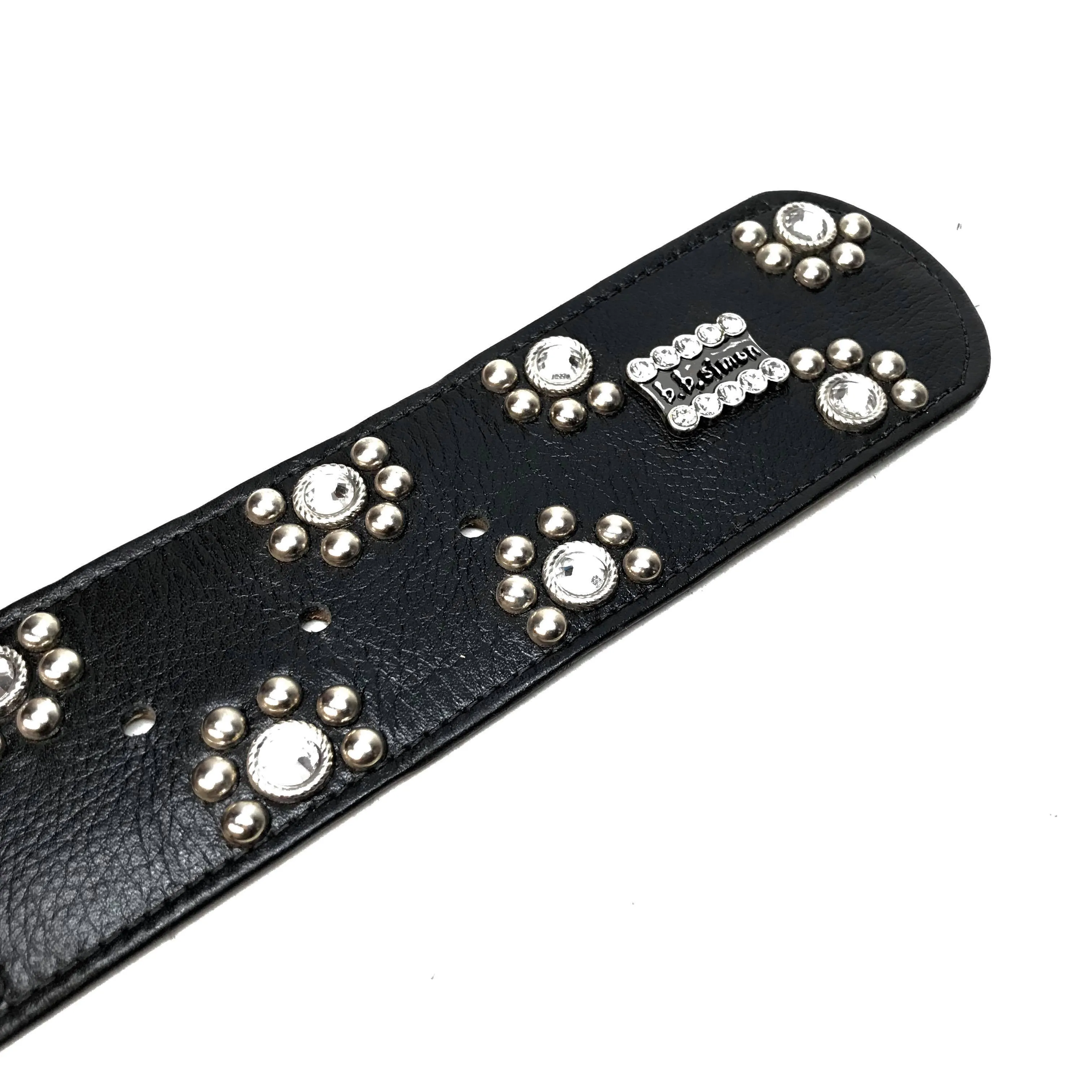 b.b. Simon 'Floral Lambskin' Thick 2.5" Crystal Belt