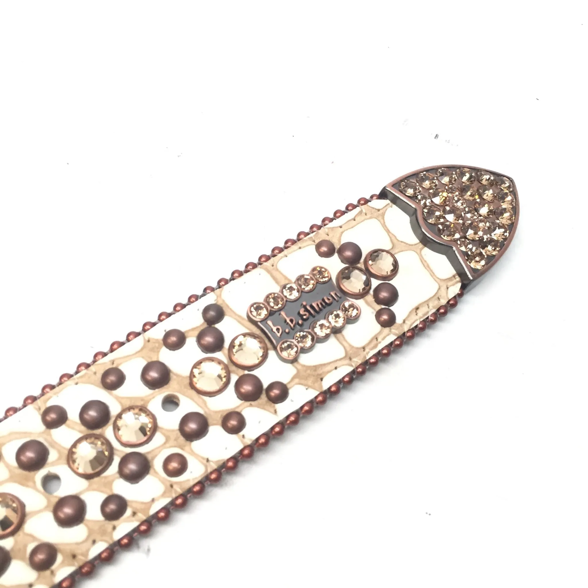 b.b. Simon Fully Loaded 'Cream Gator' Crystal Belts