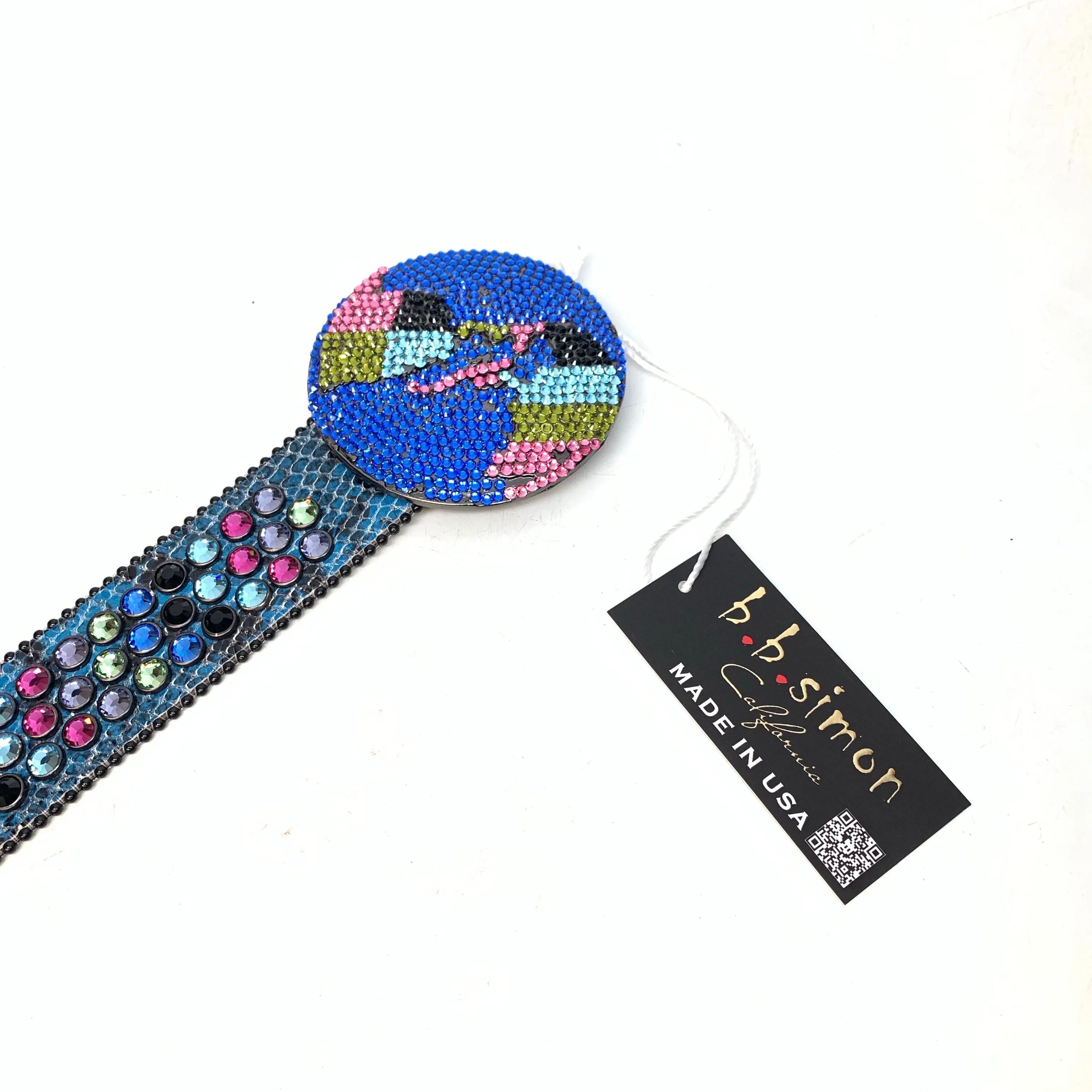 b.b. Simon Globe Triple Row Multi-color Fully Loaded Crystal Belt