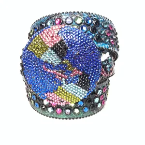 b.b. Simon Globe Triple Row Multi-color Fully Loaded Crystal Belt
