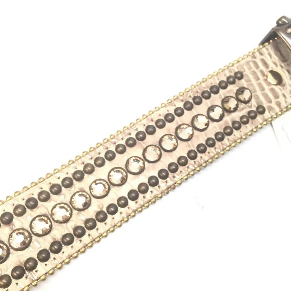b.b. Simon Gold Cream Double Studded Crystal Belt