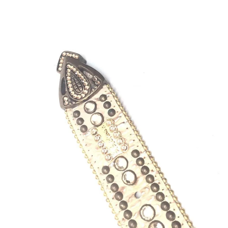 b.b. Simon Gold Cream Double Studded Crystal Belt