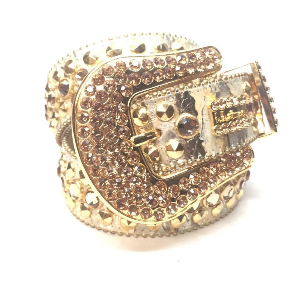 b.b. Simon Gold Double Studded Crystal Belt