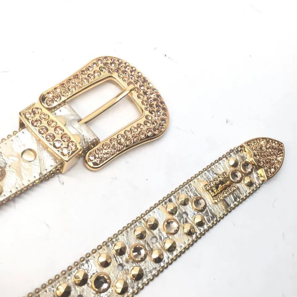 b.b. Simon Gold Double Studded Crystal Belt
