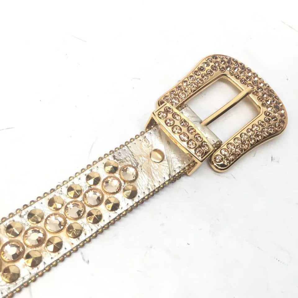 b.b. Simon Gold Double Studded Crystal Belt