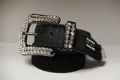 b.b. Simon 'Jet Black' Crystal & Pony Hair Belt