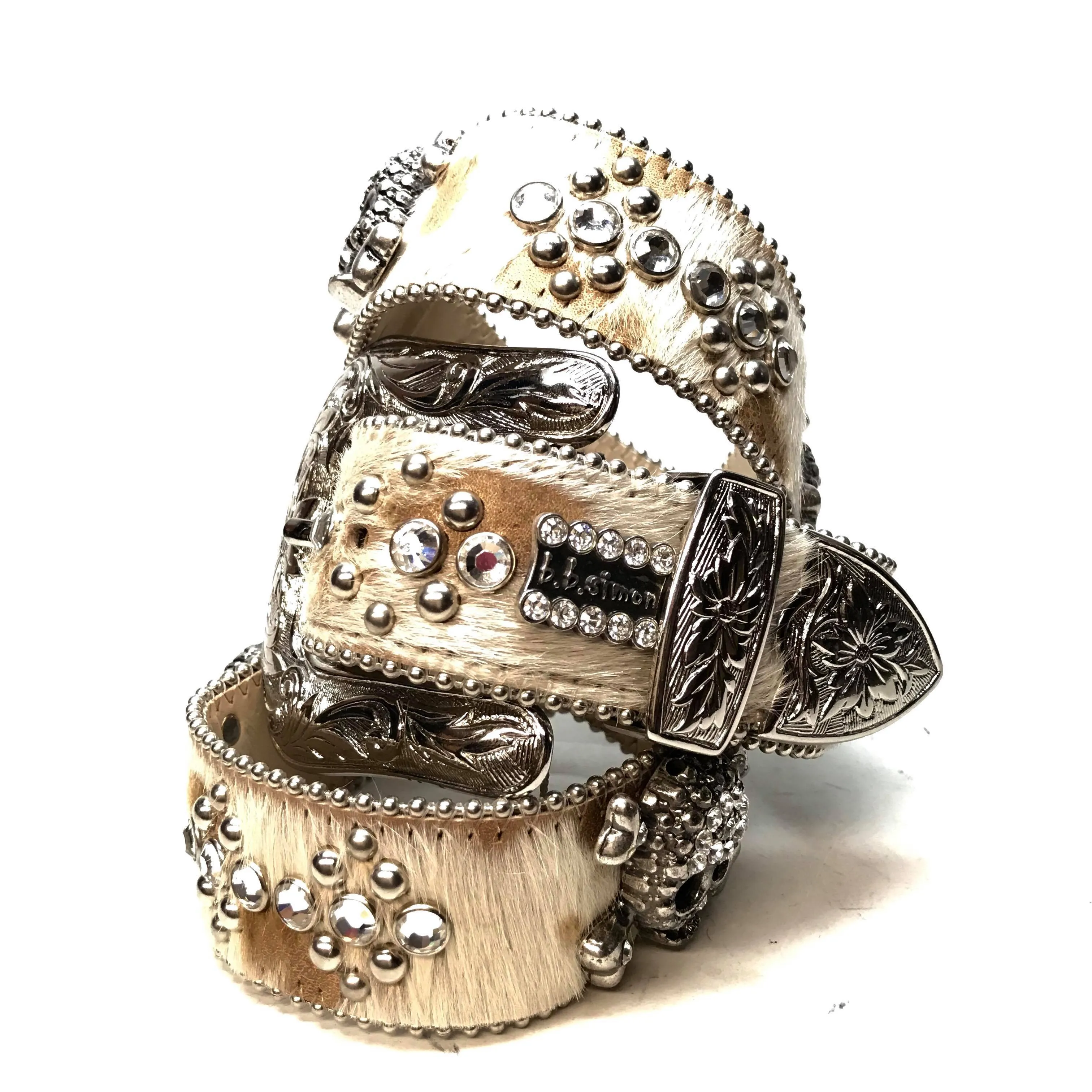 b.b. Simon 'Natural Skulls' Pony Crystal Belt