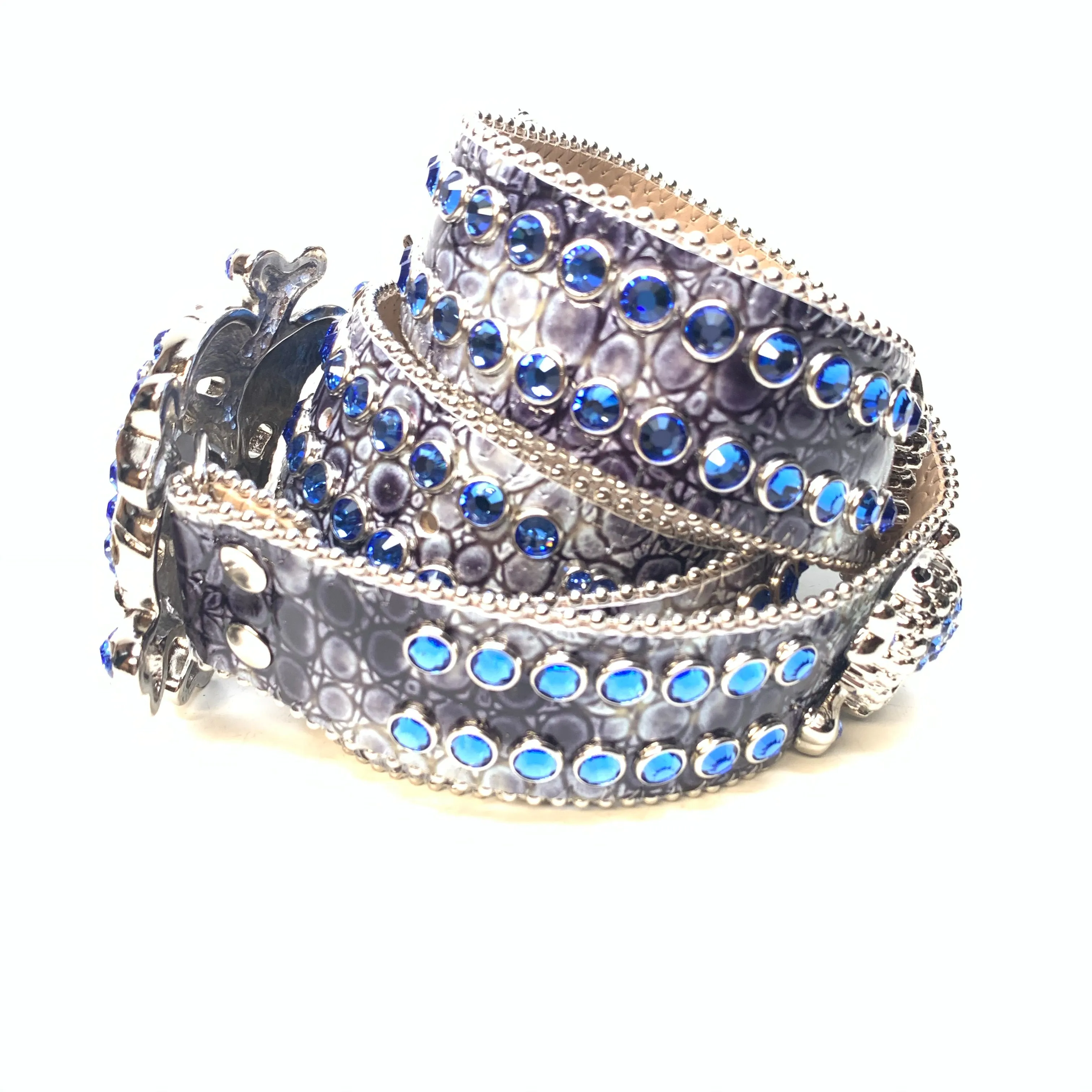 b.b. Simon 'Ocean Skull' Patent Double Row Crystal Belt