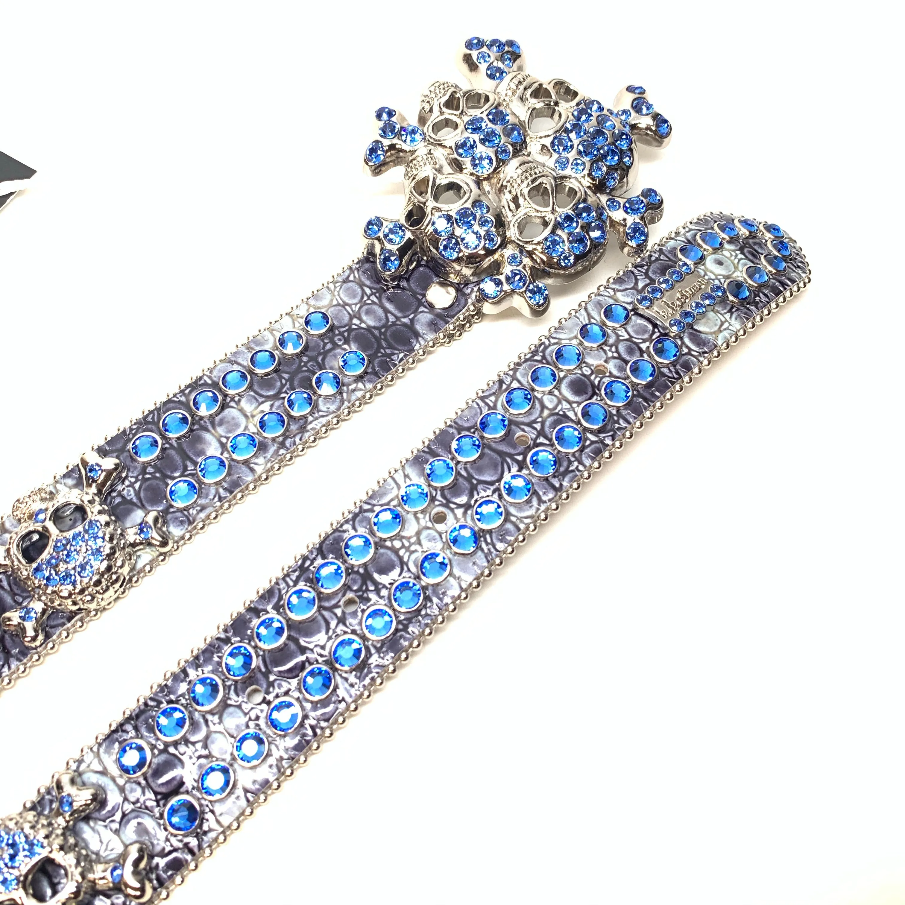b.b. Simon 'Ocean Skull' Patent Double Row Crystal Belt