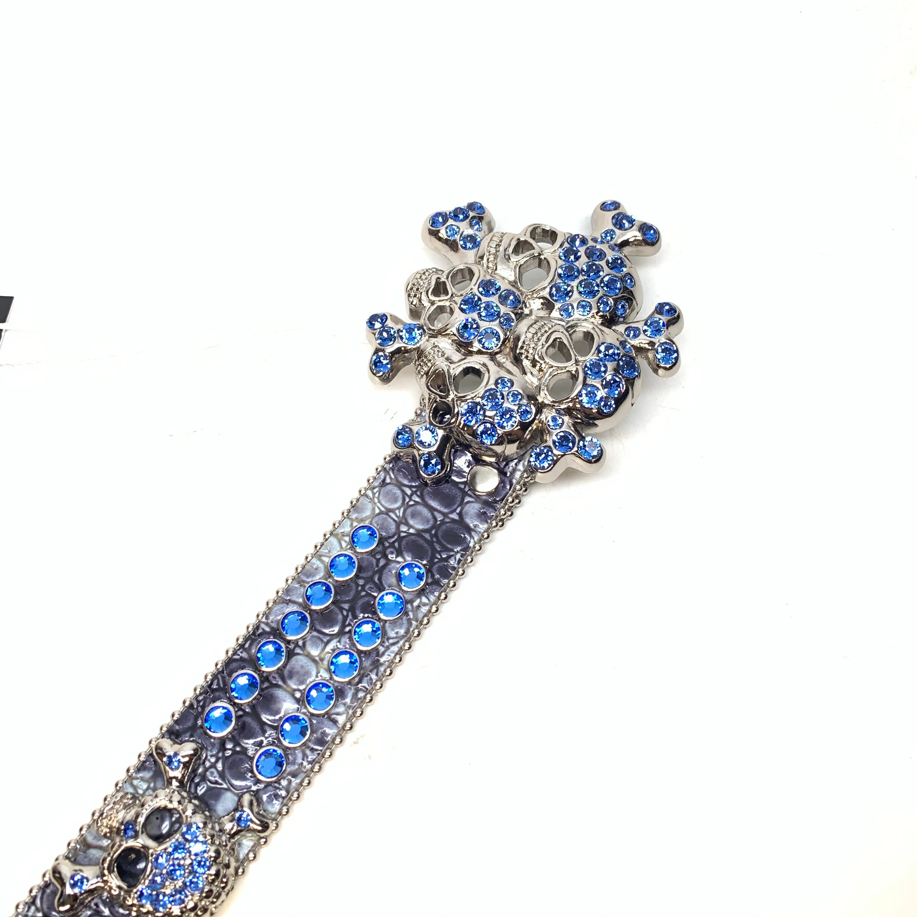b.b. Simon 'Ocean Skull' Patent Double Row Crystal Belt