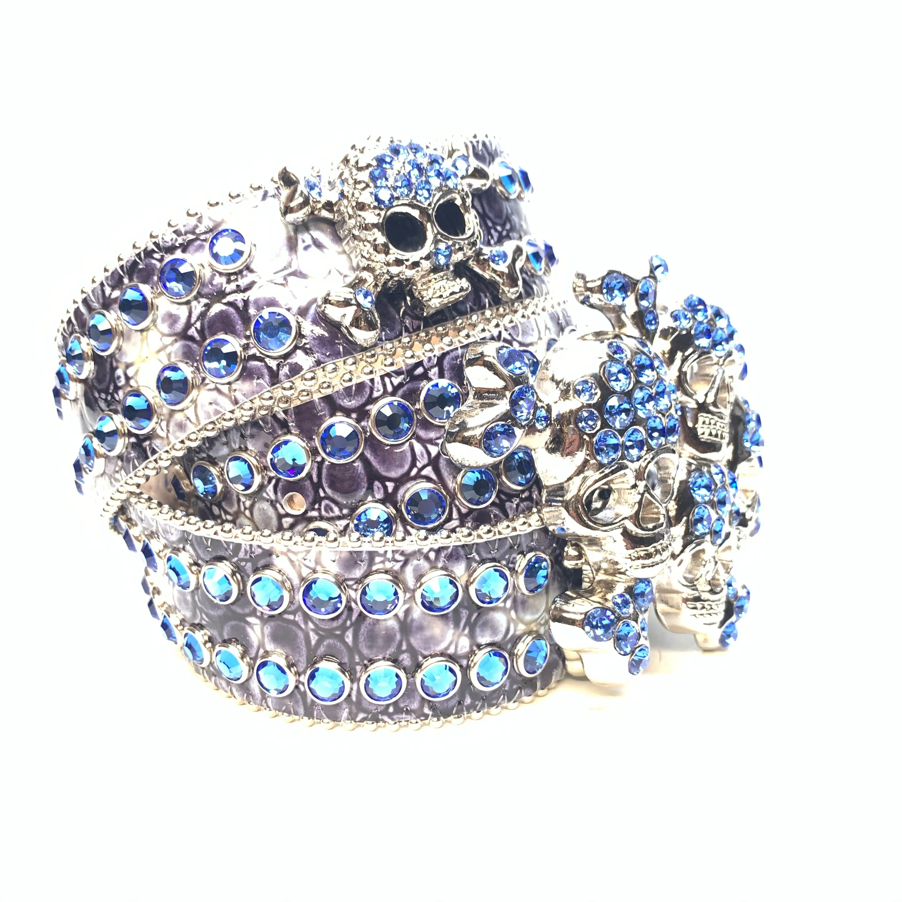 b.b. Simon 'Ocean Skull' Patent Double Row Crystal Belt