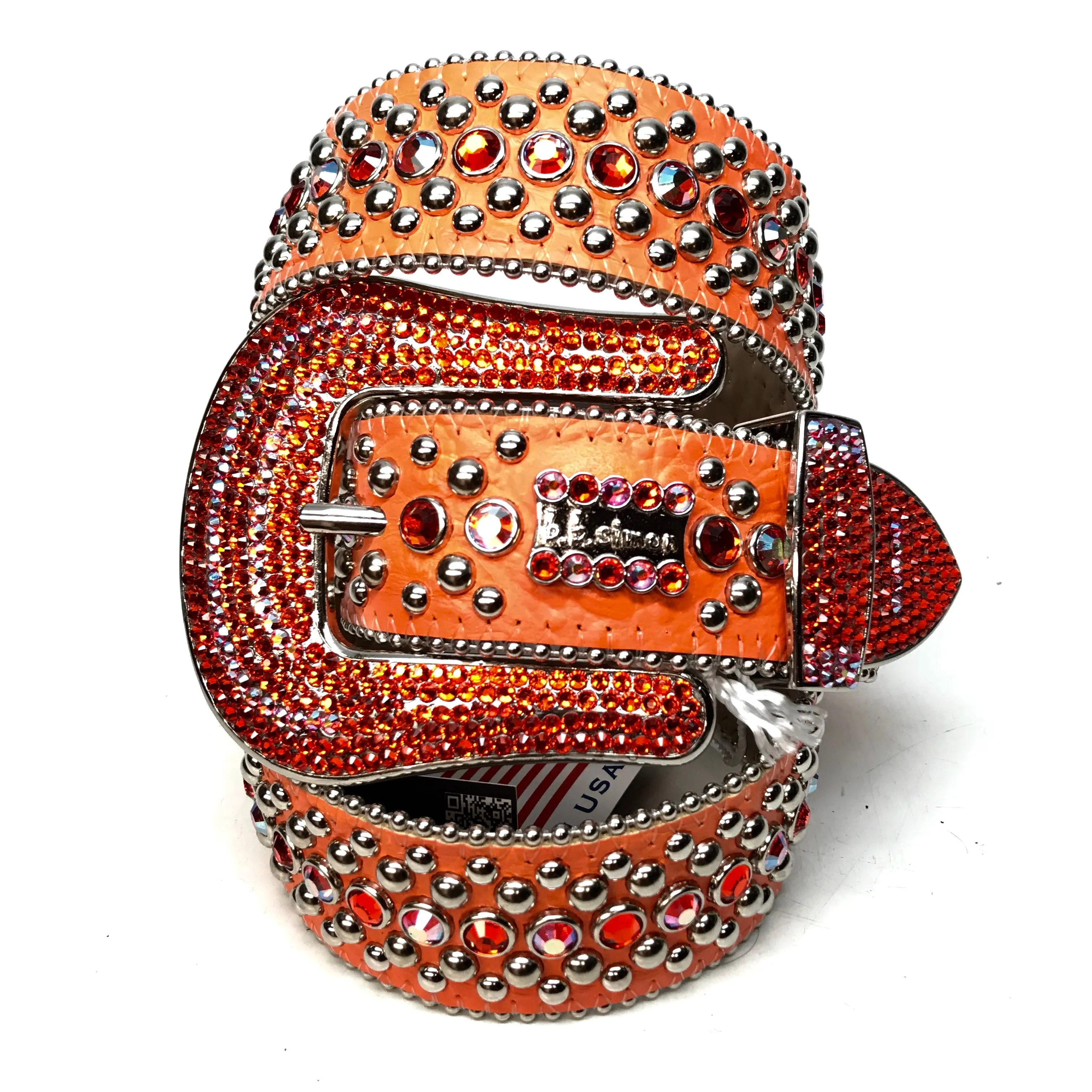 b.b. Simon 'Orange Fire' Two Tone Crystal Belt