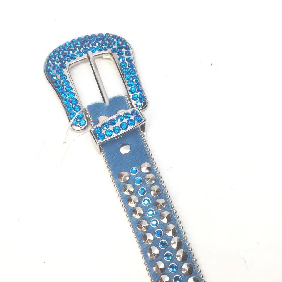 b.b. Simon Pony Hair Blue Crystal Belt