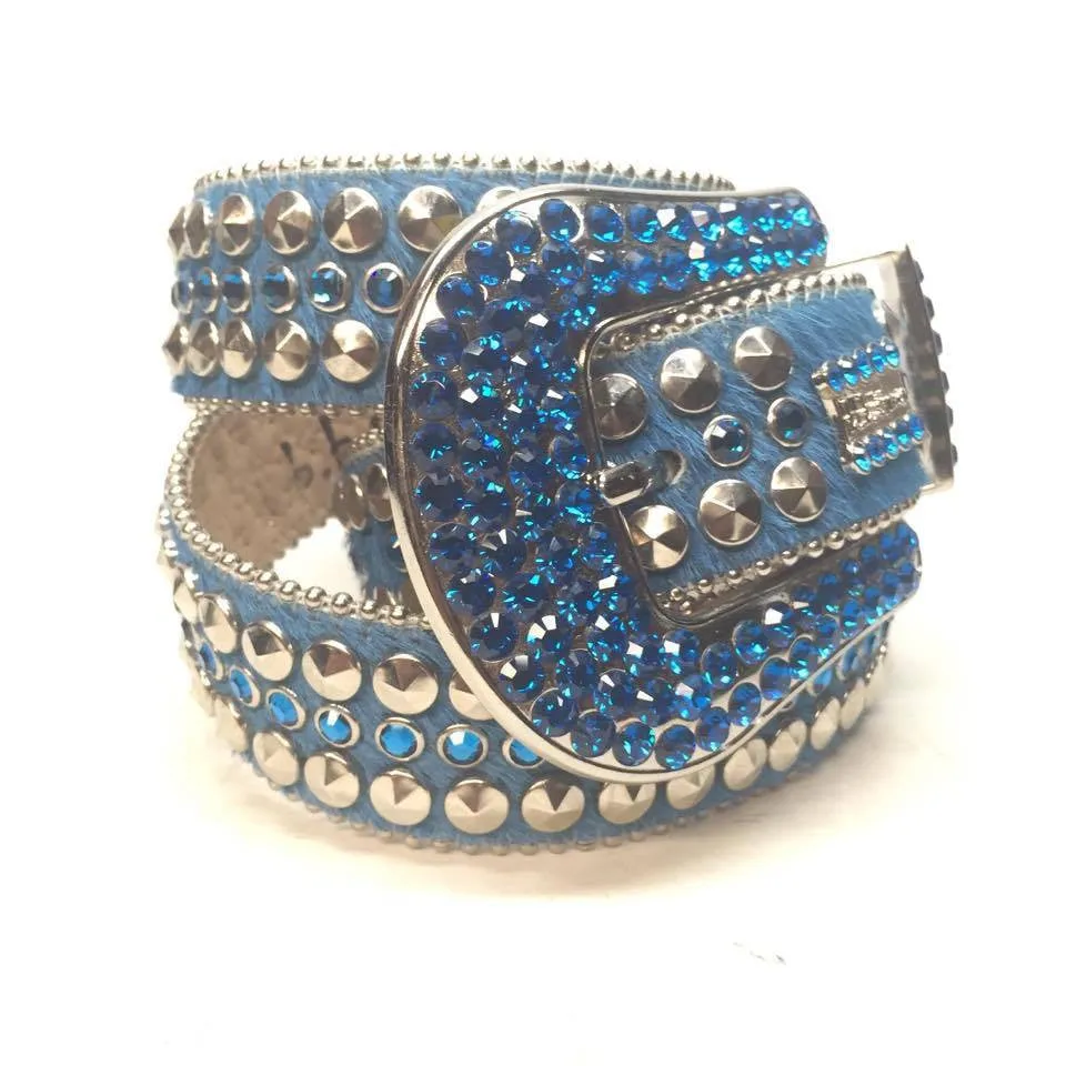 b.b. Simon Pony Hair Blue Crystal Belt
