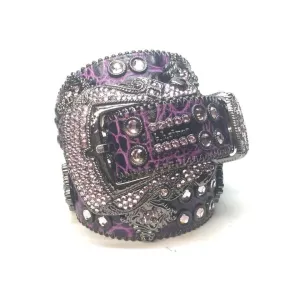 b.b. Simon Purple Double Row Croco Crystal Belt