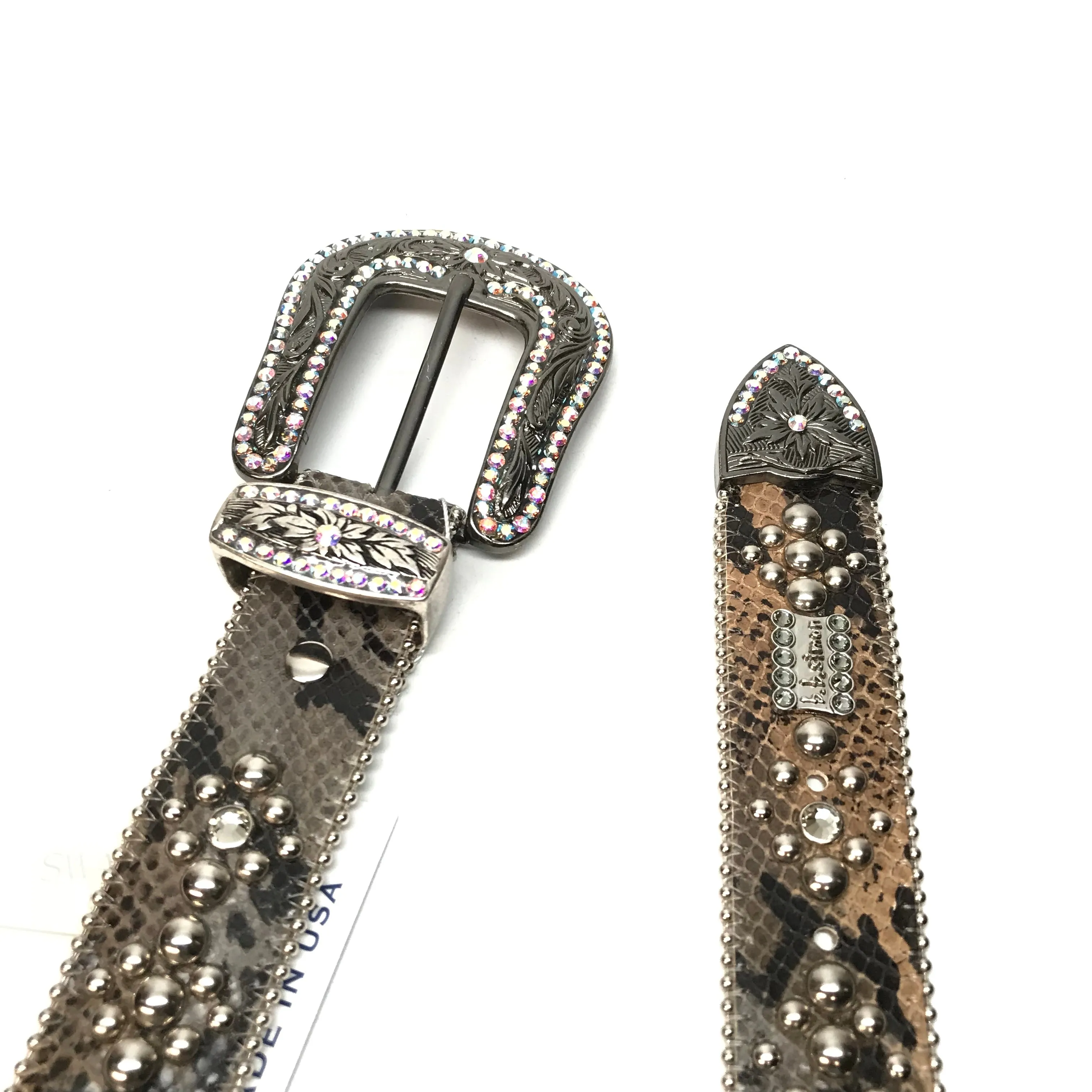 b.b. Simon 'Python Triple Studded' Crystal Belt