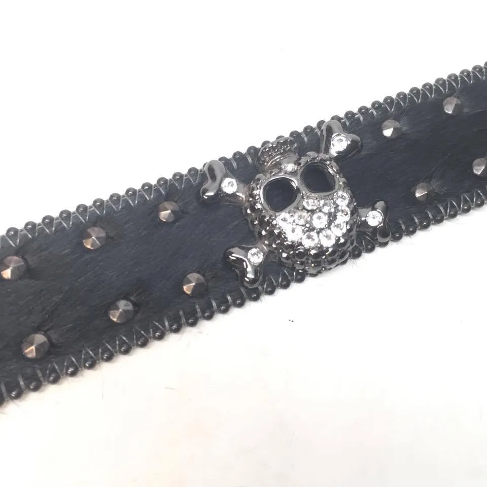 b.b. Simon "Double Studded Skull Pony Hair" Crystal Belt