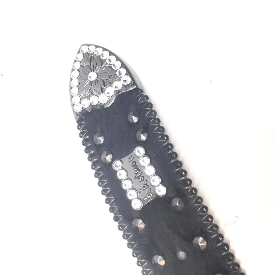 b.b. Simon "Double Studded Skull Pony Hair" Crystal Belt