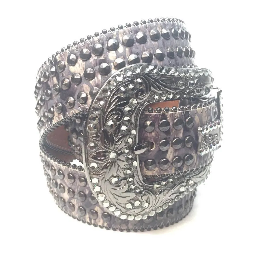 b.b. Simon "Metallic Triple Studded" Crystal Belt