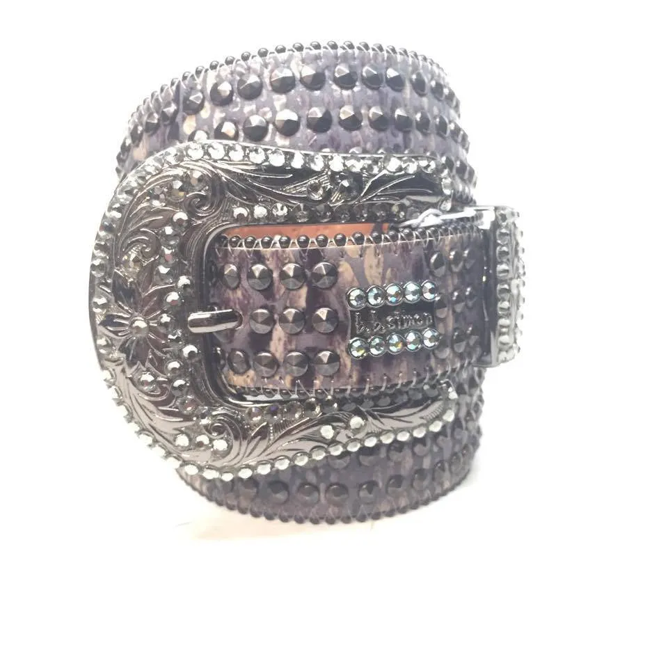 b.b. Simon "Metallic Triple Studded" Crystal Belt