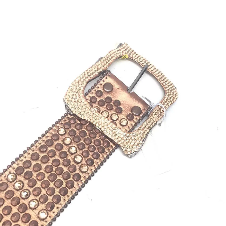 b.b. Simon "Thick Quad Studded Bronzlli" Crystal Belt