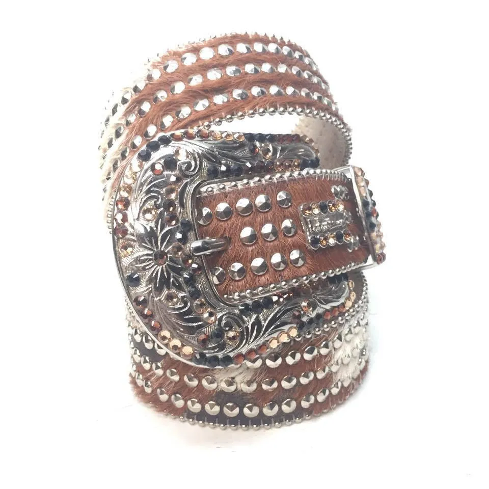 b.b. Simon "Triple Studded Pony Hair" Crystal Belt