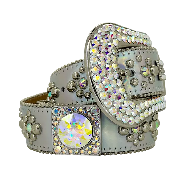 b.b. Simon Silver Hologram Crystal Belt