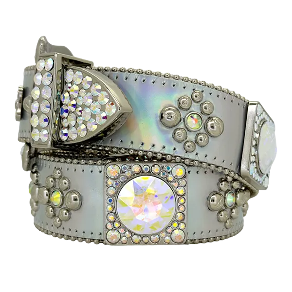 b.b. Simon Silver Hologram Crystal Belt