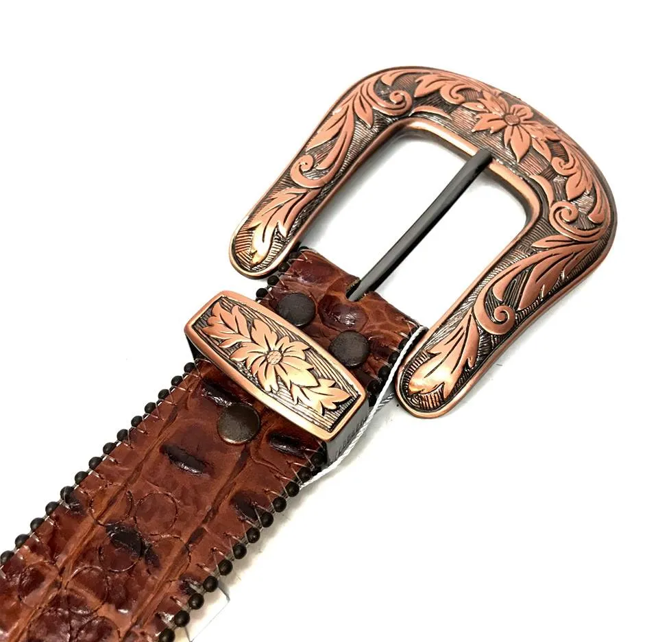 b.b. Simon 'Skull Chocolate Croco' Crystal Belt