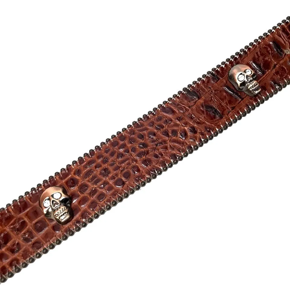b.b. Simon 'Skull Chocolate Croco' Crystal Belt