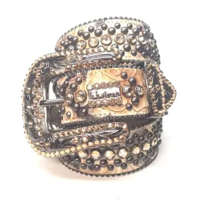 b.b. Simon Tan Double Studded Crystal Belt