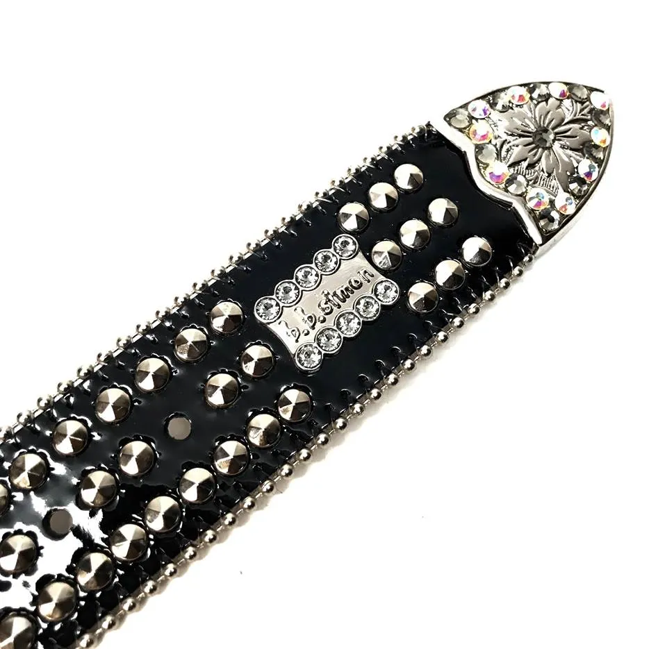 b.b. Simon 'Triple Studded' Patent Crystal Belt