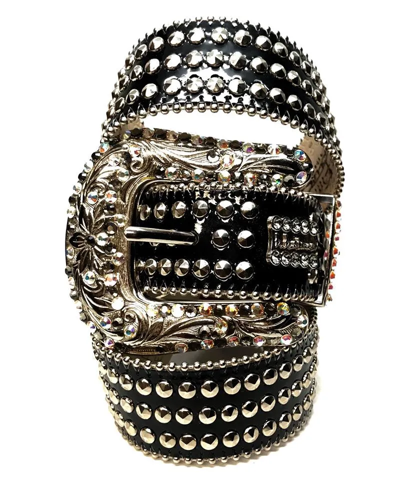 b.b. Simon 'Triple Studded' Patent Crystal Belt